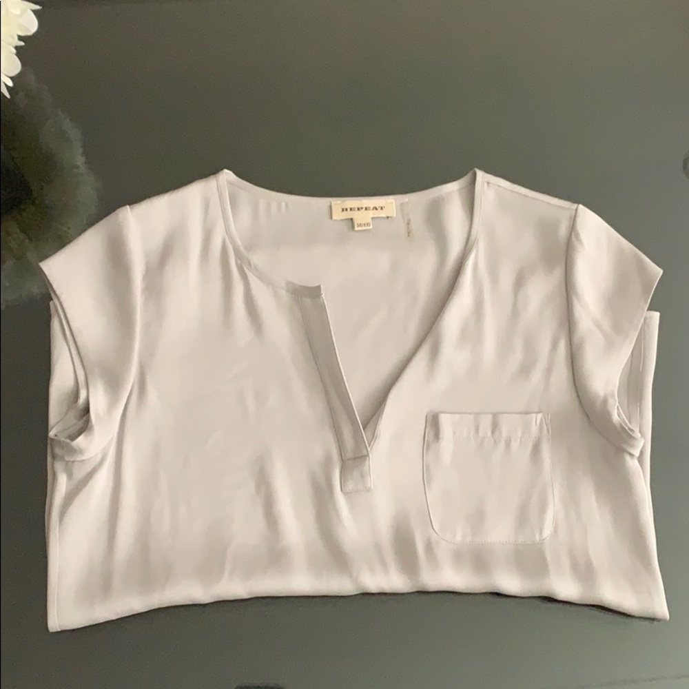REPEAT silver silk blouse